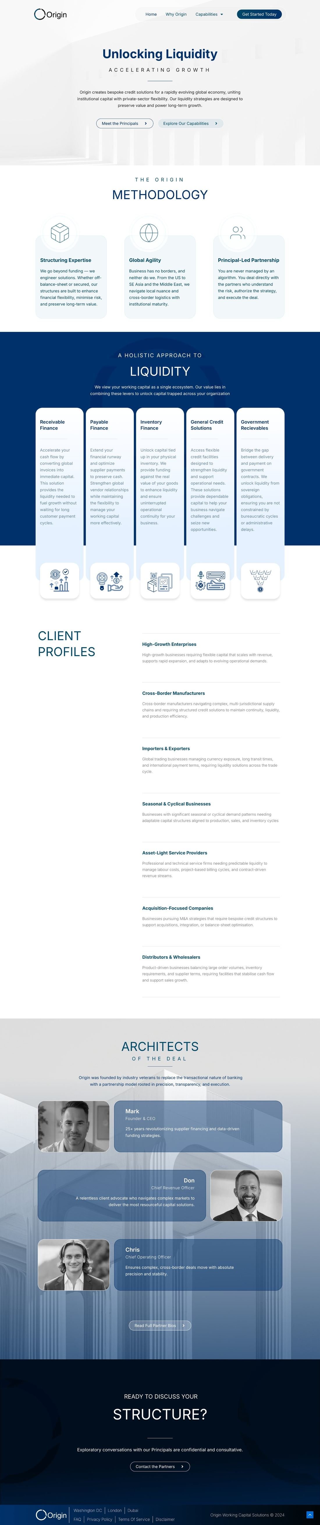 Origin Working Capital Solutions website